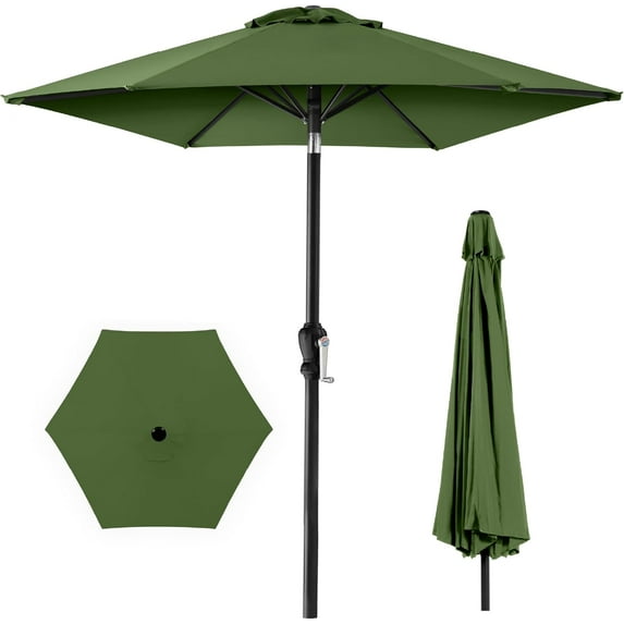 10ft Outdoor Steel Polyester Market Patio Umbrella w/Crank, Easy Push Button, Tilt, Table Compatible - Tan