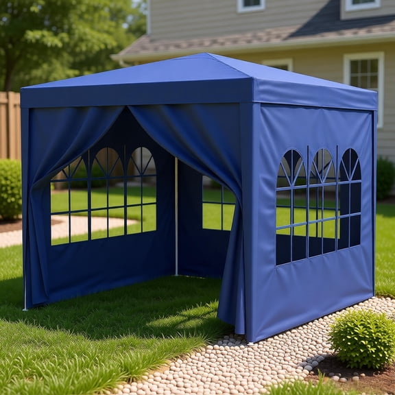 10ft Party Tent with 4 Detachable Sidewalls Outdoor Wedding Canopy Spiral Tube Frame Water Resistant Zipper Door Rust Resistant Powder Coated Iron for Backyard Picnic Camping Tailgating