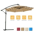 thumbnail image 1 of Outdoor Cantilever Market Umbrella, SYNGAR 10ft Offset Hanging Umbrella with Solar Panel, Crank System, 24 LED Lights & 8 Sturdy Ribs, Patio UV Protection Umbrella, for Garden, Yard, Pool, Taupe, D850, 1 of 8