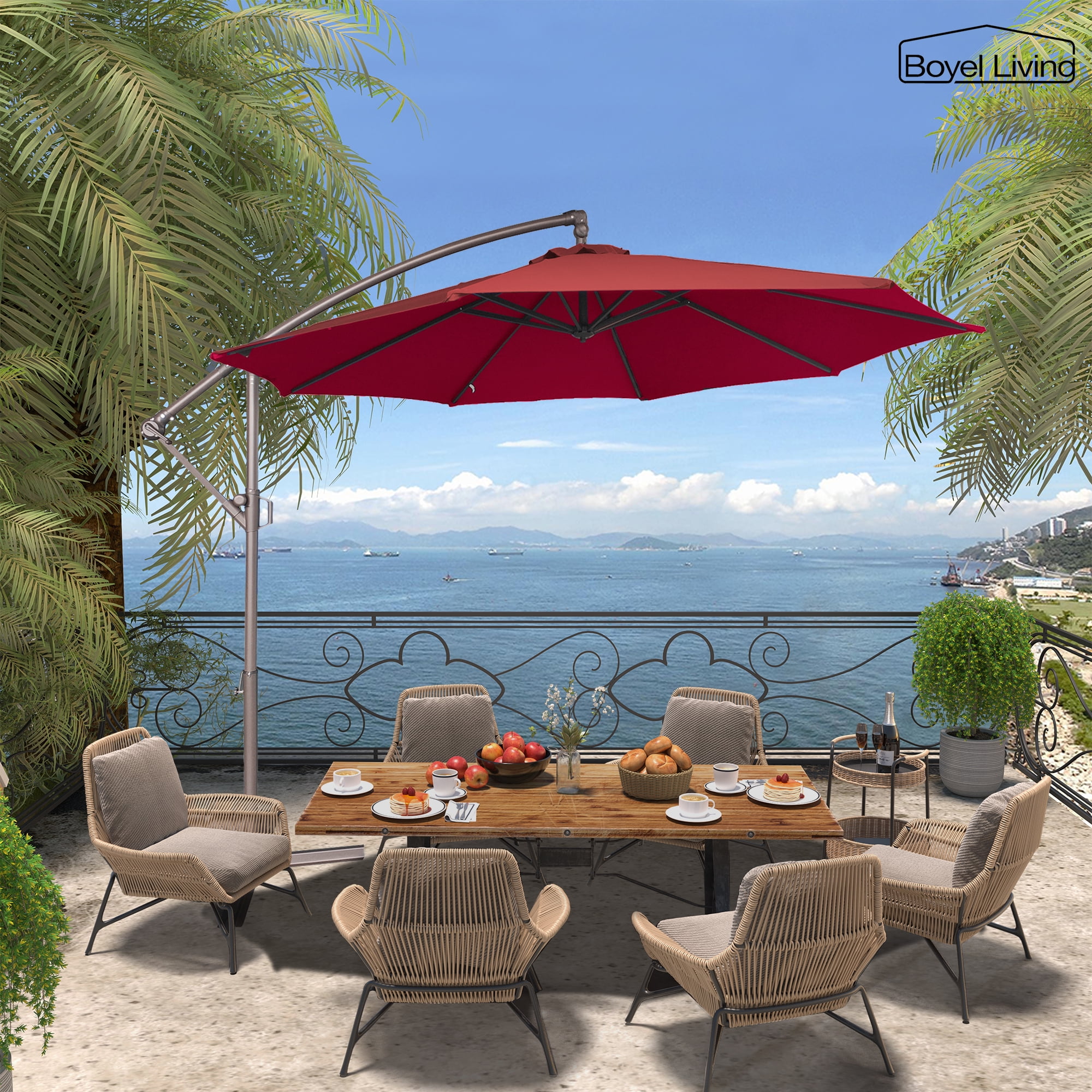 Boyel Living Outdoor Patio Offset Umbrellas, 10FT Offset Patio Umbrella Hanging Cantilever