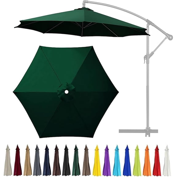 10ft Patio Umbrella Replacement Canopy 6 Ribs, Waterproof & Fade Resistant Market Umbrella Cover (Canopy Only) (Green)
