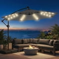 thumbnail image 1 of Patbrela 10ft Offset Patio Umbrellas (Includes Base) Outdoor Cantilever Hanging Umbrella with Infinite Tilt, for Yard, Garden, Beach, Pool & Deck, Gray, 1 of 10