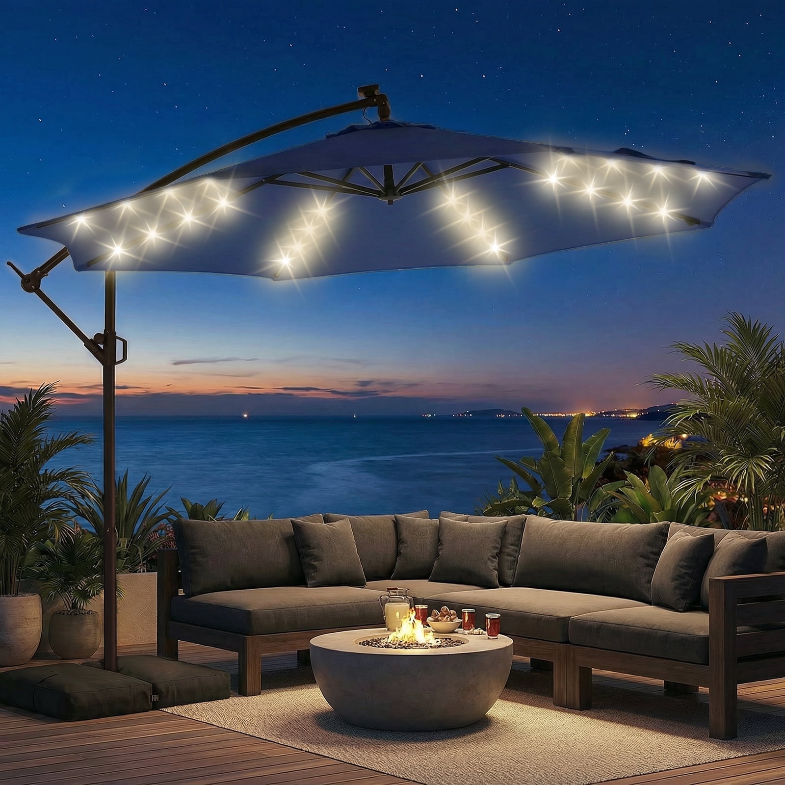 close patio umbrella Gvdv 10ft Cantilever Patio Umbrellas,360 Rotation Outdoor Offset Umbrella with Tilt & Crank,UPF 50+ for Garden Deck,Pool,Backyard, Beige
