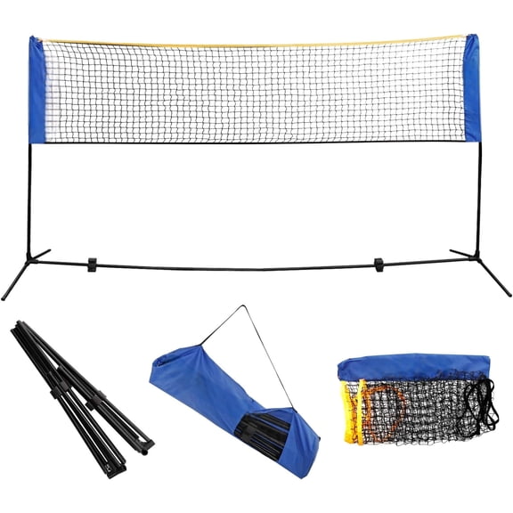 10ft Portable Badminton Net Tennis Net for Soccer, Pickleball, Kids Volleyball Indoor Adjustable Height 2.5ft to 5ft for Outdoor Court Backyard Beach Games