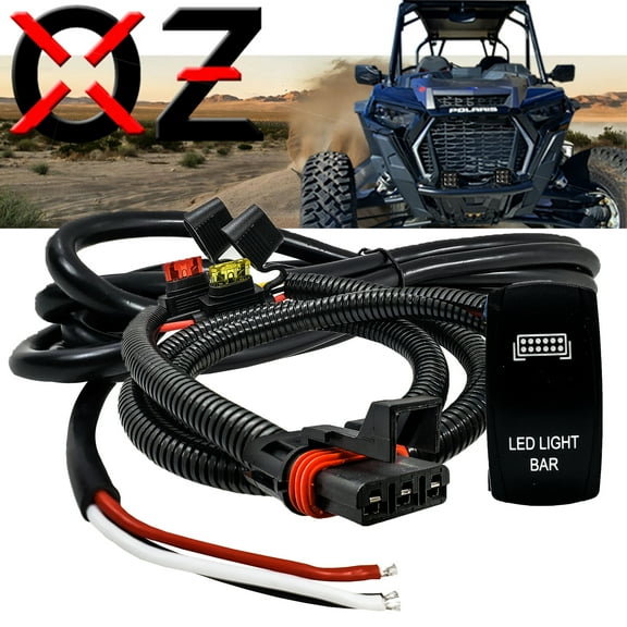 10ft. Power Bus Bar Plug Connector 3-Wire Harness Kit for Dual Function LED Light Bars Compatible with Polaris RZR Pro Ranger Crew XP 2018-2023