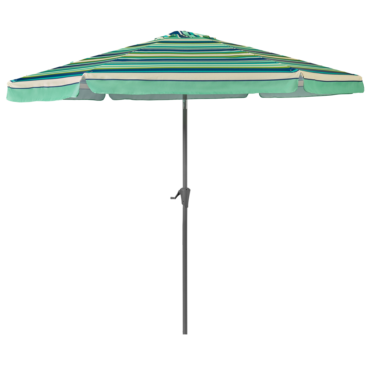 10ft Round Tilting Green and White Patio Umbrella with Steel/ Metal