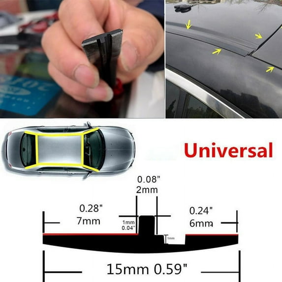 10ft Rubber Car Roof Door Gutter Seal Casement Sunroof Cover Strip Water Dustproof