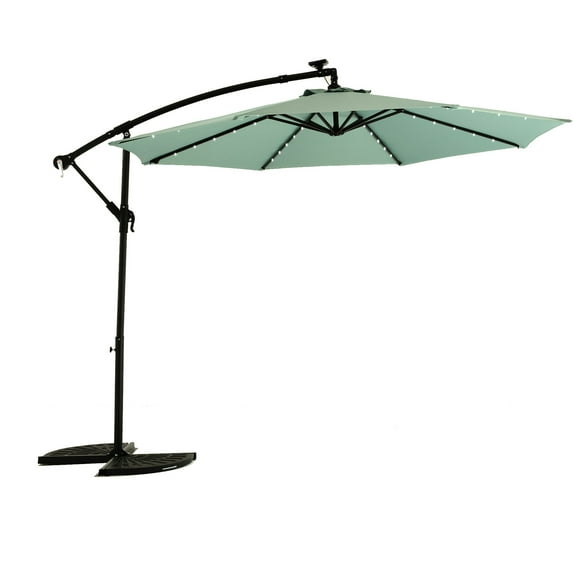 10ft Solar-powered Umbrella, Vibrant Fabric - Backyard Offset Hanging Solar Led Enhanced Stability