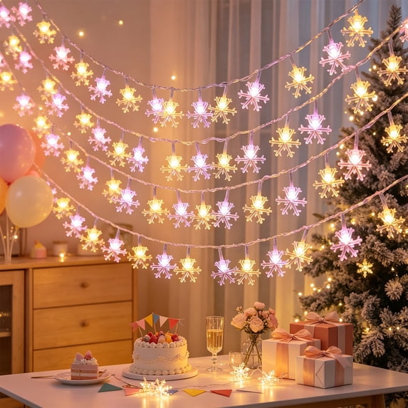 10ft String Lights, 20 LED Battery Operated Fairy Lights, Winter Hanging Decor for Bedroom Party Christmas