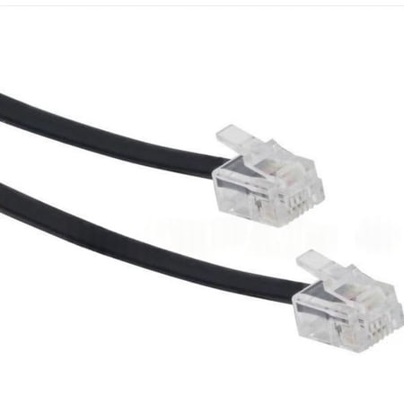 10ft Telephone Line Cord – 6P4C RJ11, DSL/Modem/Fax to Wall (Black)