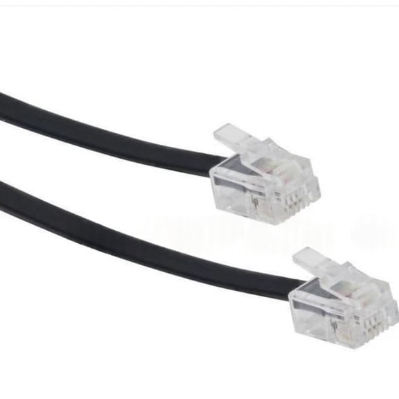 10ft Telephone Line Cord 6P4C RJ11, DSL/Modem/Fax to Wall (Black)
