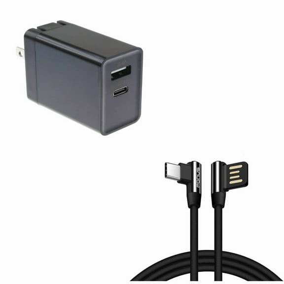 10ft Type-C Angle USB Cable w 30W Quick Home Charger for Google Pixel 6/Pro - Charger Cord USB-C Power, 2-Port USB Type-C PD Travel Q4R Compatible With Google Pixel 6/Pro