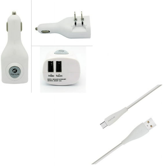 10ft USB-C Cable w Car Home Charger for Samsung Galaxy A73 5G,A53 5G,A33 5G,A13 5G,A03s Phones - Type-C Charger Cord Power Wire, 2-Port USB 2-in-1 Power Adapter