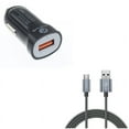 thumbnail image 1 of 10ft USB Cable + Car Charger for Motorola One 5G Ace Phone - Type-C Charger Cord Power Wire and 18W Fast USB Port Power Adapter Combo for Motorola One 5G Ace (2021), 1 of 11