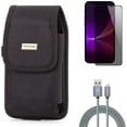 thumbnail image 1 of 10ft USB Cable & Case Belt Clip & Privacy Screen Protector for iPhone 13 Pro Max ONLY - Charger Cord Power Wire + Swivel Holster Rugged + Tempered Glass Curved Anti-Spy Combo, 1 of 15