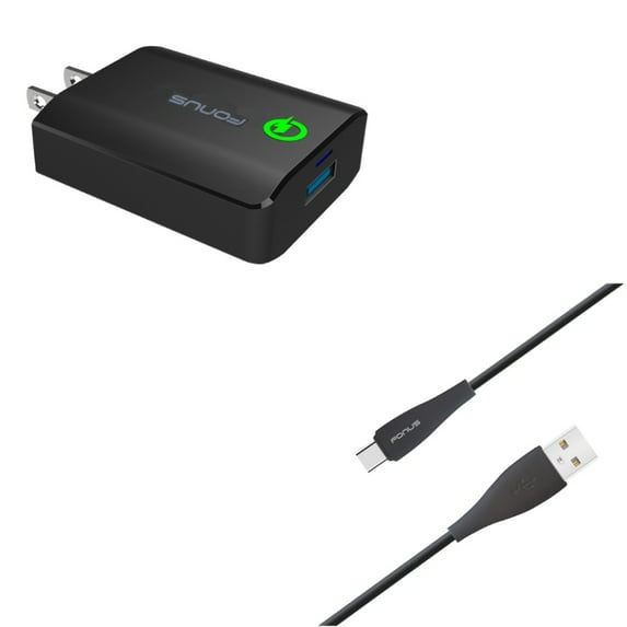10ft USB Cable + Home Charger for Motorola One 5G Ace Phone - Type-C Charger Cord Power Wire and Fast 18W USB Port Power Adapter Combo for Motorola One 5G Ace (2021)