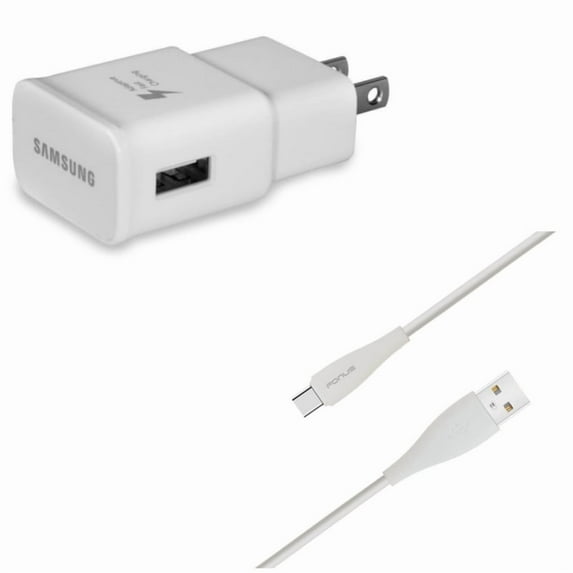 10ft USB Cable + OEM Home Charger for Motorola One 5G Ace Phone - Type-C Charger Cord Power Wire and Adaptive Fast USB Power Adapter Combo for Motorola One 5G Ace (2021)