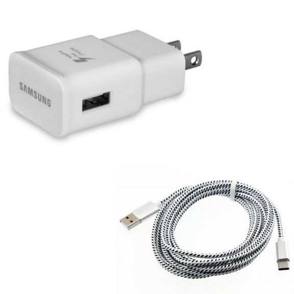 10ft USB Cable + OEM Home Charger for Motorola One 5G Ace Phone - Type-C Charger Cord Power Wire and Adaptive Fast USB Power Adapter Combo for Motorola One 5G Ace (2021)