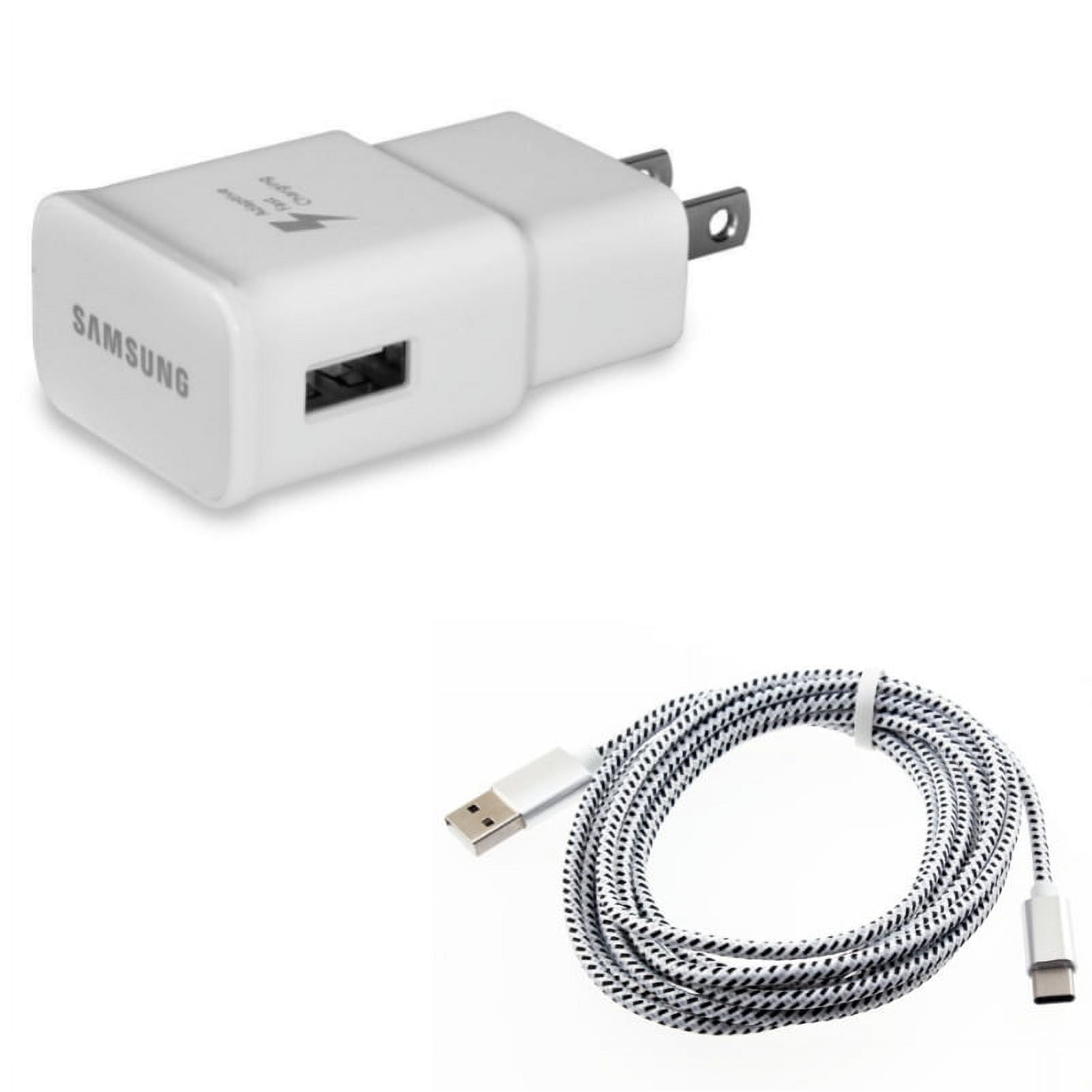 10ft USB Cable & OEM Home Charger for Samsung Galaxy S22,Ultra,S21,Ultra,S20 Ultra,Plus,Fan Edition,FE 5G - Type-C Charger Cord Power + Adaptive Fast USB Power Combo