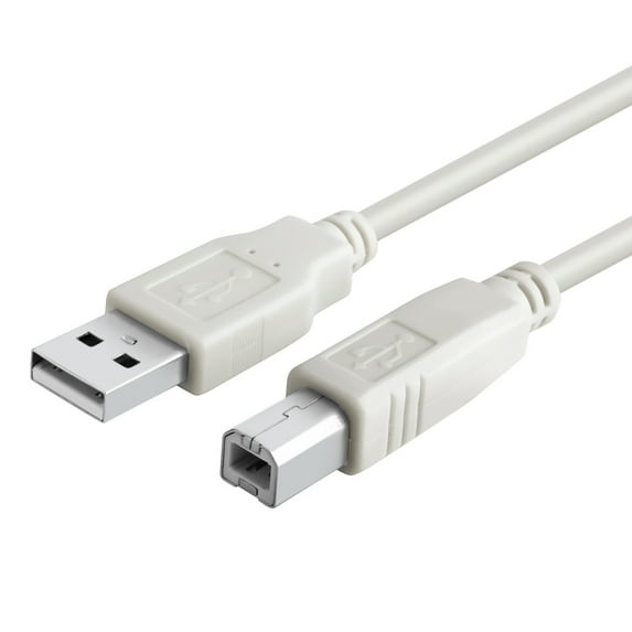 10ft USB Cable for Canon PIXMA MX492 Printer - White / Beige