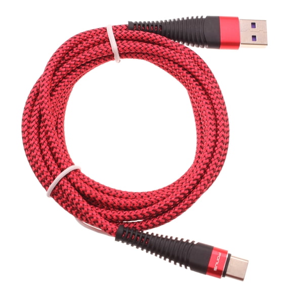 10ft USB Cable for T-Mobile REVVL Tab (2023) - Type-C Charger Cord Power Wire USB-C Long Red Braided