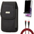 thumbnail image 1 of 10ft USB Cable w Case Belt Clip w Privacy Screen Protector for Samsung Galaxy S20 Plus - Type-C Charger Cord Power, Rugged Holster Canvas, TPU Film [NOT GLASS] [Fingerprint fits Galaxy S20 Plus, 1 of 23