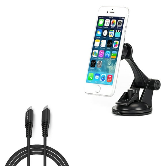 10ft USB Cable w Magnetic Car Mount for OnePlus 9, Nord N200 5G/N100/N10 5G, Pro Phone - Type-C [C-to-C] Charger Cord Power, Holder Dash Windshield D9K for OnePlus 9, Nord N200 5G/N100/N10 5G, Pro