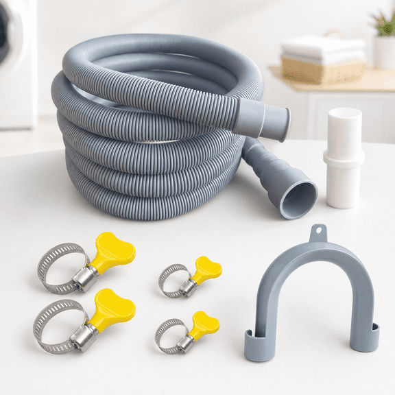 10 Foot Washing Machine Drain Hose Extension Kit Universal Adapter Set with U Bracket and 4 Clamps for Washer, Dishwasher, and Dehumidifier