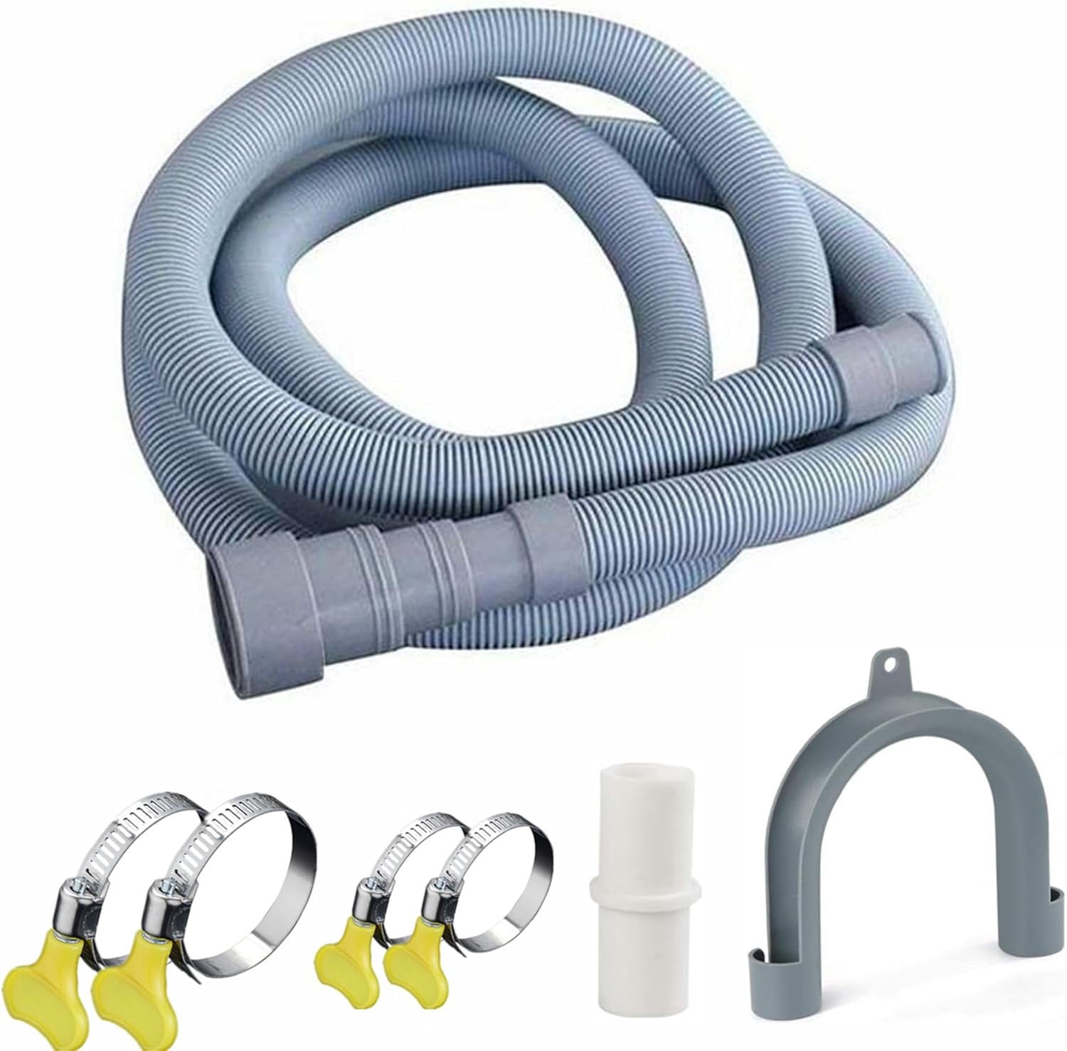 10ft Washing Machine Drain Hose, Universal Drain Hose Extension Kit for Washer, Dishwasher, Flexible Dischar Hose for LG/ /Samsung, Fit up to 1-1/2 Inch Drain Outlets (10)