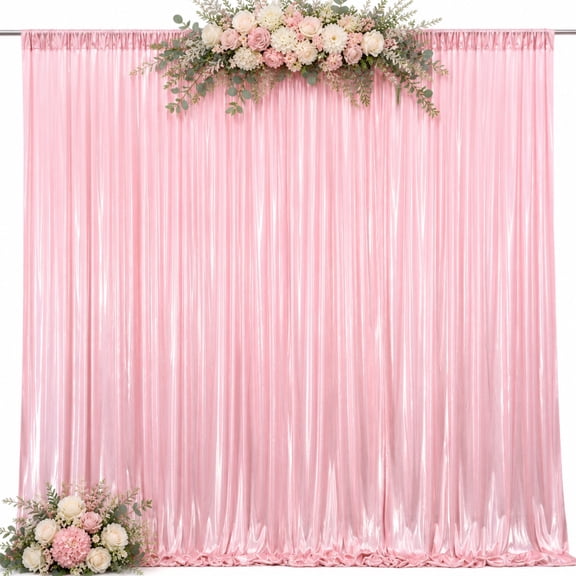 10ft x 10ft Metallic Sequin Backdrop Curtain, 2 Panels 5ft x 10ft Wrinkle-Free Glitter Photo Background for Wedding, Birthday, Party, Photo Booth, Baby Shower & Event Decoration (Rose Gold)