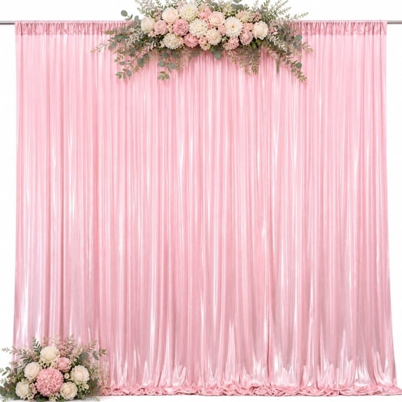 Bazeen Wrinkle-Resistant Glitter 10ft x 10ft Metallic Background, 2 Panels, Silver, 2 Count (Rose Gold)