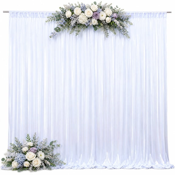 10ft x 10ft Metallic Sequin Backdrop Curtain, 2 Panels 5ft x 10ft Wrinkle-Free Glitter Photo Background for Wedding, Birthday, Party, Photo Booth, Baby Shower & Event Decoration (Iridescent White)