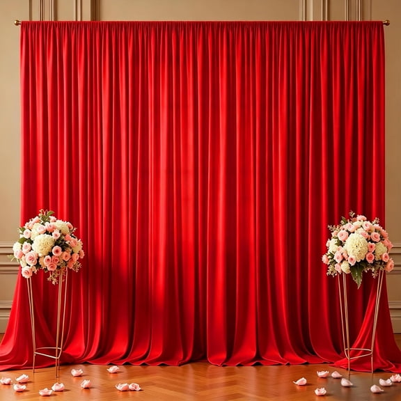 10ft x 10ft Red Backdrop Curtains Wrinkle Free Backdrop Curtain for Wedding Parties Red Fabric Backdrops Drapes Drop Cloth Bridal Wedding Decorations Shower Stage Curtains for Reception