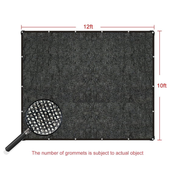 10ft x 12ft Black Snap-On Sun Shade Net UV Resistant Windproof Shading Cloth for Patio Balcony Garden Outdoor Sun Protection
