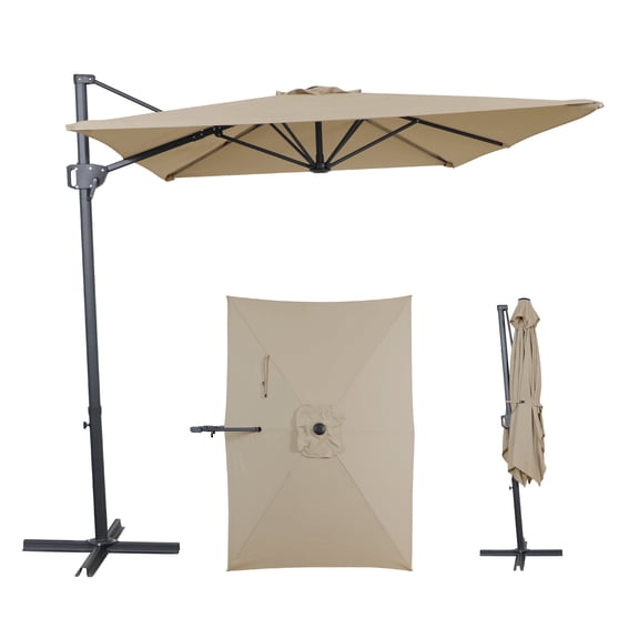 AE Outdoor 10ft x 6.5ft Offset Patio Umbrella with 360° Rotation & Crank Tilt – Double Vented Canopy, Wind Resistant to 36mph, UV Protection & Water Repellent Fabric – Fits Standard Cross Bases