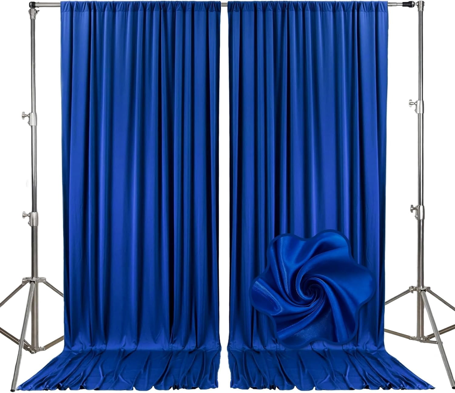 10ft x 7ft Blue Backdrop Curtains for Parties, Fabric Satin Background ...