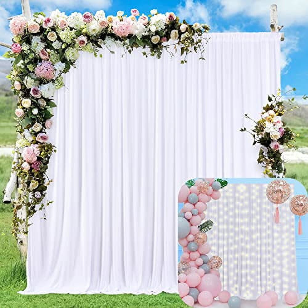 10ft x 10ft White Backdrop Curtain for Parties Wedding White Wrinkle ...