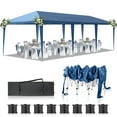 thumbnail image 1 of 10ftX30ft Outdoor Canopy with Adjustable Legs, Folding Shed Oxford Cloth & White Spray Frame , with 8 Sandbags & Tug Bag, Blue, 1 of 9