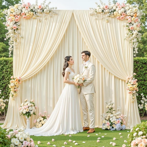 10ftx10ft Backdrop Curtains 2 Panels for Parties Wrinkle Free Photo Curtain Backdrop Wedding Drop Soft Silky Fabric Drapes for Birthday Party Decorations Photograph Background