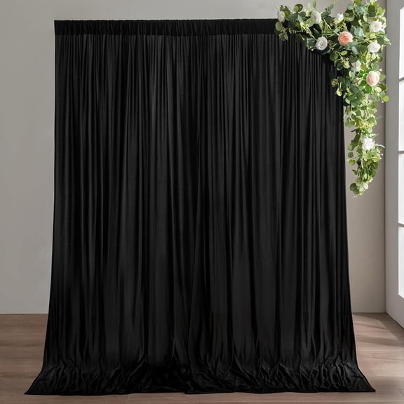 10ftx10ft Black Backdrop Curtain, Wrinkle Free Thick Polyester Drapes for Backdrop, 2 Panels 5ft x 10ft Photo Backdrop Curtains for Parties Birthday Wedding Graduation Photography Background Cloth