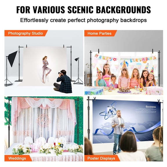 10ftx10ft Pipe&Drape Kit,Heavy Duty Backdrop Stand with Carbon Steel Base,Adjustable Backdrop Support with 6 Clamps&A Carry Bag for Wedding,Party,Event,Photography,and Exhibition