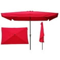 thumbnail image 1 of 10ftx6.5 Ft Patio Umbrella, Rectangular Outdoor Umbrella Sun Shade with Crank and Push Button Tilt, 45 Degrees Rotation Canopy Sunbathing Umbrella for Garden Backyard Pool Beach, Red, 1 of 5
