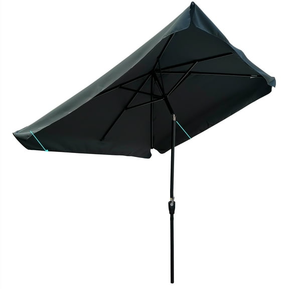 10ftx6.5 Ft Patio Umbrella, Rectangular Outdoor Umbrella Sun Shade with Crank and Push Button Tilt, 45 Degrees Rotation Canopy Sunbathing Umbrella for Garden Backyard Pool Beach, Gray