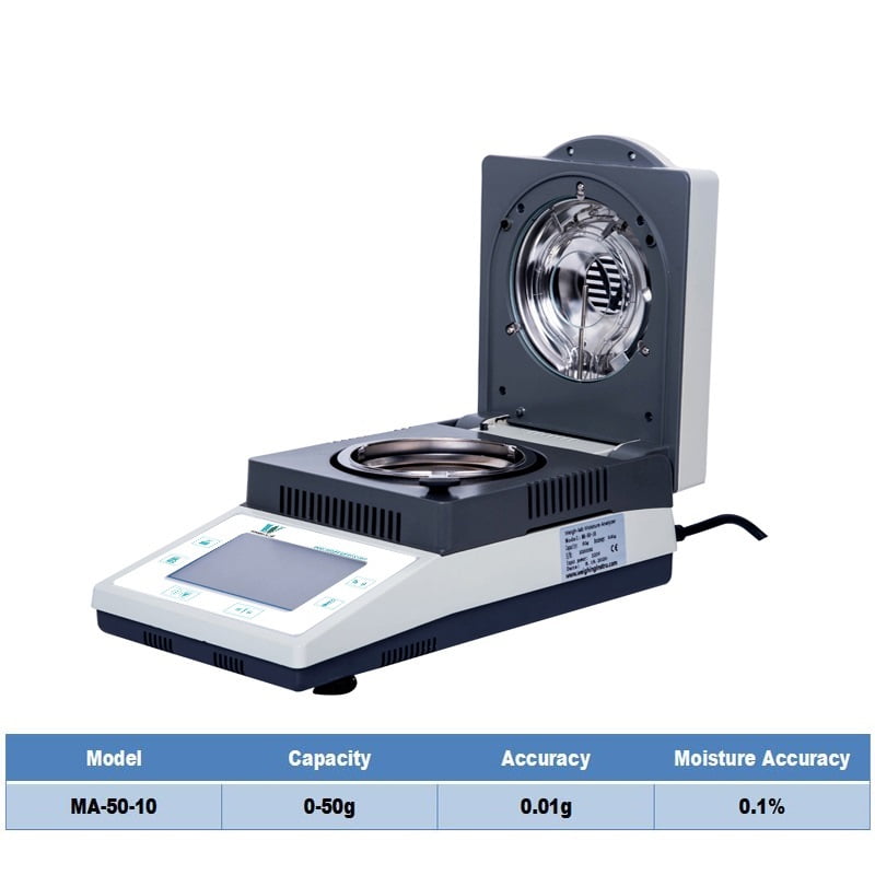 10g 0.01g 0.005g 0.001g Industrial Electronic Halogen Heating 50G Moisture Analyzer With Mini. Printer ,Ensuring Durability