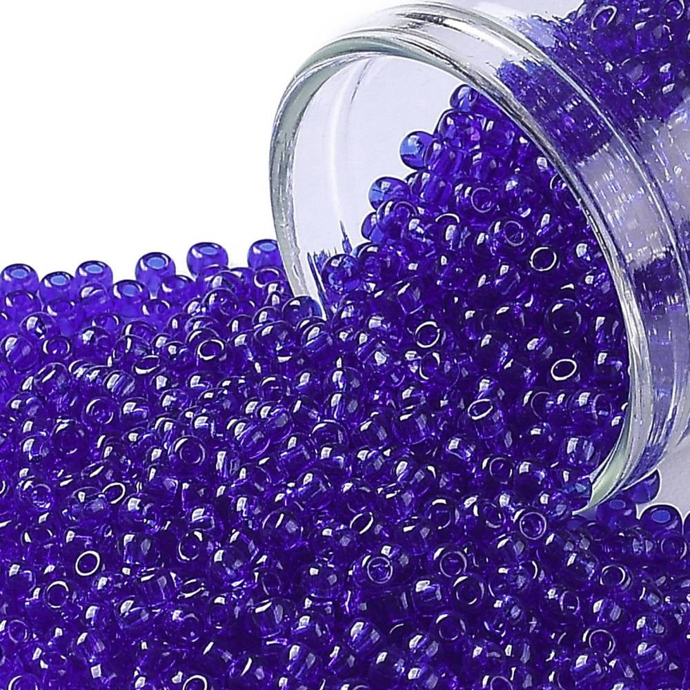 10g TOHO 11/0 Round Beads Japanese Seed Beads (8) Transparent Cobalt 2 ...