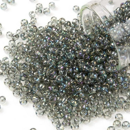 10g TOHO Round Seed Beads Japanese Seed Beads (176) Transparent AB Black Diamond 8/0 3mm Hole: 1mm 222pcs/10g
