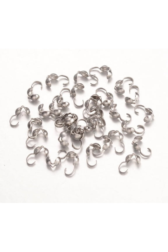 10gs 140Pcs 316 Surgical Stainless Steel Bead Tips Calotte Ends Clamshell Knot Cover Stainless Steel Color Open Bead Tips Endcaps for DIY Bracelet Necklaces Jewelry Making 9x4mm Silver