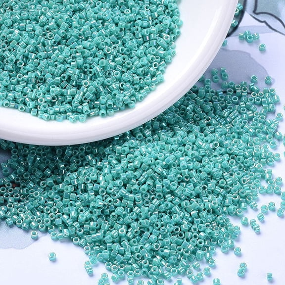 10gs MIYUKI Delica Beads Cylinder Japanese Seed Beads 11/0 (DB0166) Opaque Turquoise Green AB 1.3x1.6mm Hole: 0.8mm about 2000pcs/10g