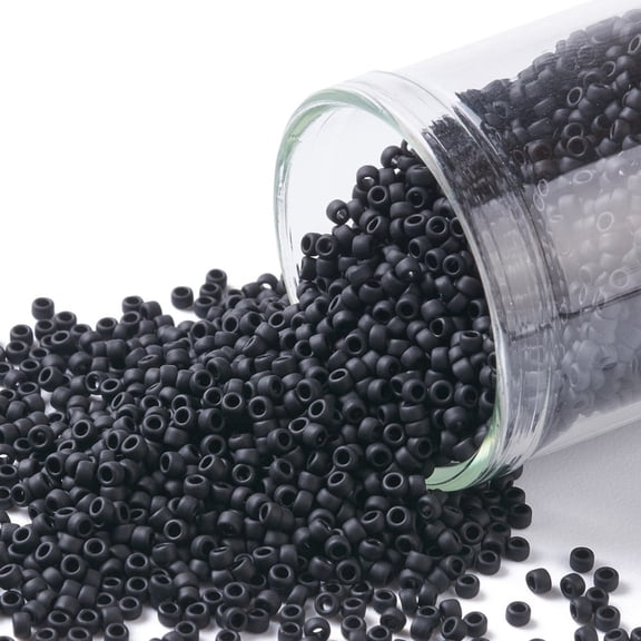 10gs TOHO Round Seed Beads Japanese Seed Beads (49F) Opaque Frost Jet 15/0 1.5mm Hole: 0.7mm about 3000pcs/10g