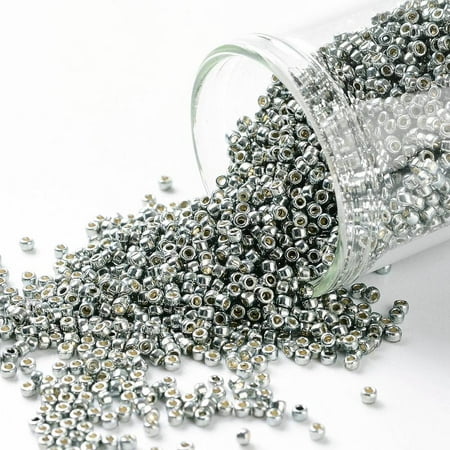 10gs TOHO Round Seed Beads Japanese Seed Beads (PF565) PermaFinish Silver Grey Metallic 15/0 1.5mm Hole: 0.6mm about 3000pcs/10g